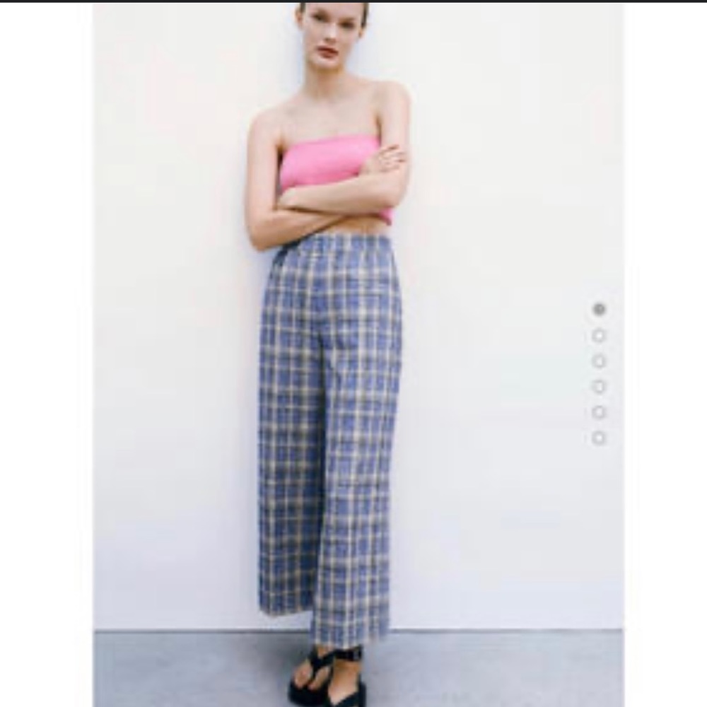 Zara NEW Polyester blue and white slacks